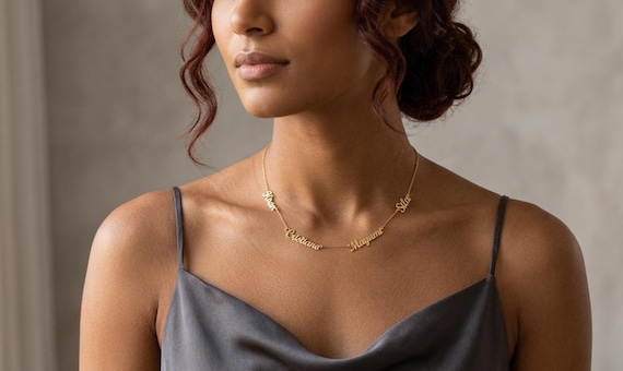 Personalized 14K Solid Gold Family Name Necklace: Dainty Custom Jewelry