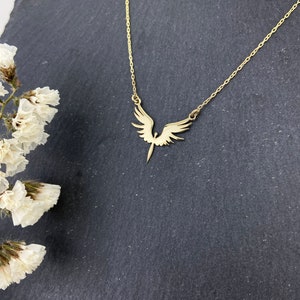 Unique Phoenix Gold Necklace Michael Angel Dainty Necklace Mythologic Simurg Necklace Special Bird Necklace Gift for Her, Him image 3