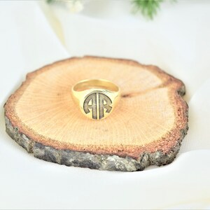 Signet Ring for Men and Women, Gold, Silver and Rose Gold Monogram Jewelry Perfect Gifts for Her and Him image 7