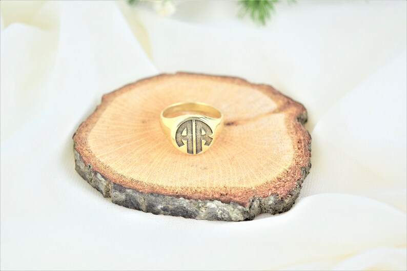 Signet Ring for Men and Women, Gold, Silver and Rose Gold Monogram Jewelry Perfect Gifts for Her and Him image 7