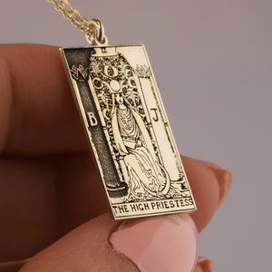 Handmade Tarot Card Tag Necklace in 0.925 Sterling Silver Tarot Charm Necklace in Gold Spiritual Jewelry Birthday Gifts, Unique Gift image 2