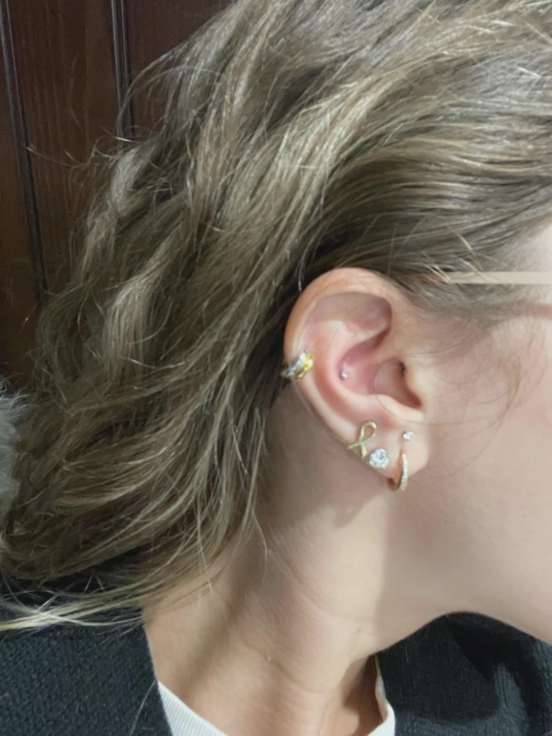 Tiny Ribbon Stud Earrings for Breast Cancer Awareness in Sterling Silver, 14K Gold, and Rose Gold • Gift for Cancer Survivor Powerful Women