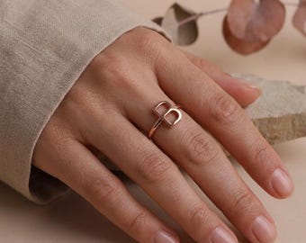 Personalized Sideways Initial Ring: Silver, Gold, Rose