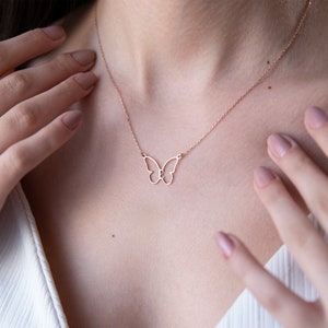 Personalized Butterfly Necklace Initial Handmade Butterfly Jewelry with Birthstone Silver, Gold, Rose Gold image 2