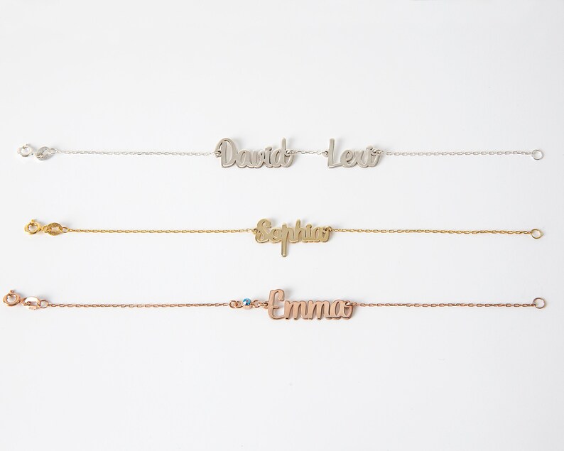 Custom Friendship Bracelet Gold Name Bracelet with Birthstone Personalized Couple Bracelet Mothers Day Gift image 3