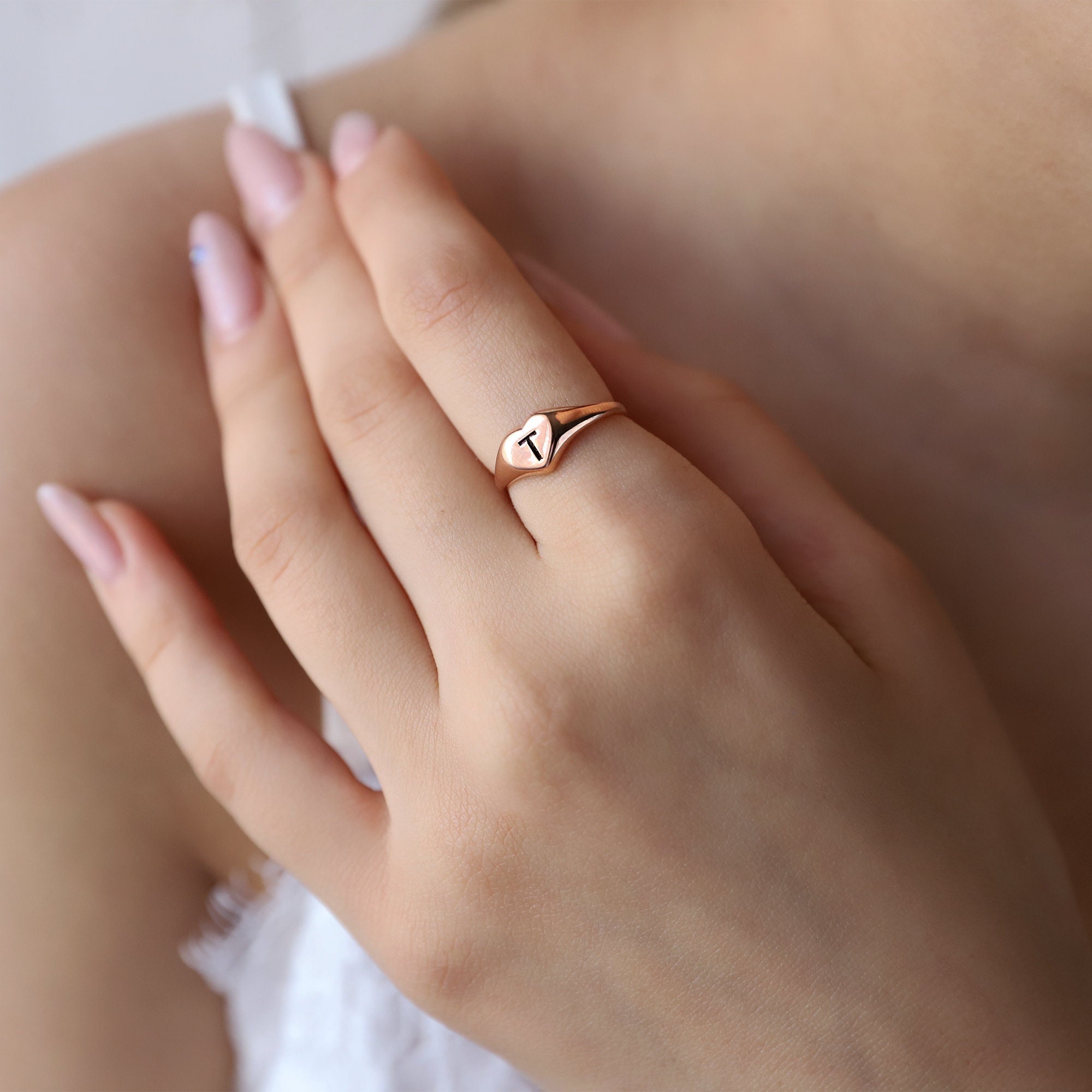 Heart shaped rings with letters deals