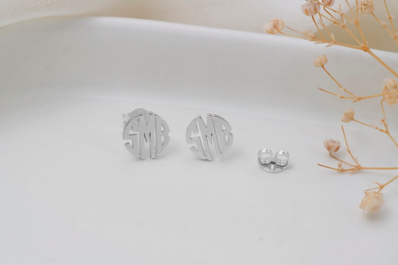 Dainty Monogram Earrings, Personalized Monogram, Minimalist Earrings, Custom Name Earrings, Block Monogram Earrings, Dainty Letter Earrings image 7