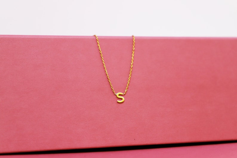 14K Solid Gold Choker Initial Necklace Personalized Custom Letter Necklace for Women Real Gold Dainty Birthday Gifts for Her image 4