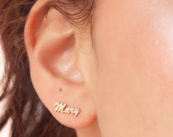 Custom Name Earrings, Personalized Earrings Silver, Stud Earrings, Name Earrings Solid Gold, Dainty Earrings Studs, Customized Gift for Her