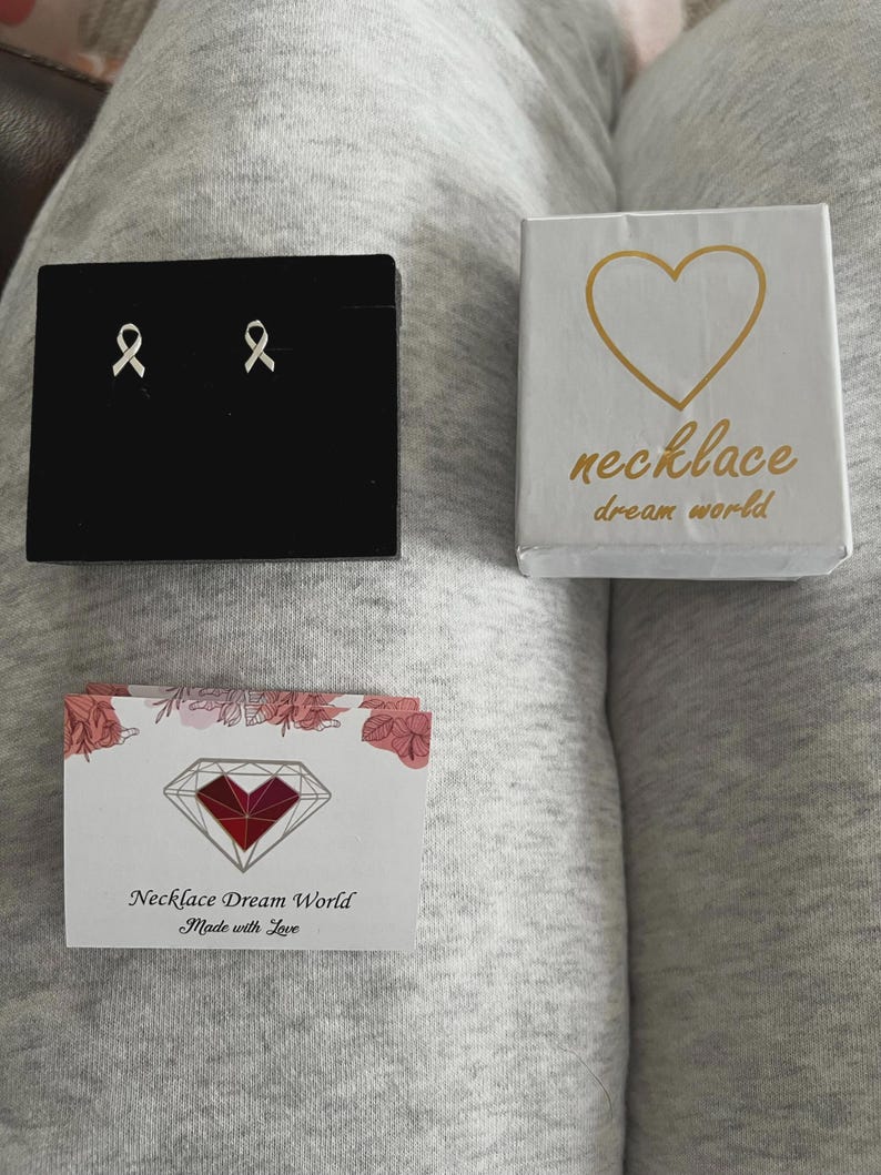 Tiny Ribbon Stud Earrings for Breast Cancer Awareness in Sterling Silver, 14K Gold, and Rose Gold • Gift for Cancer Survivor Powerful Women