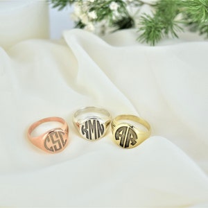 Signet Ring for Men and Women, Gold, Silver and Rose Gold Monogram Jewelry Perfect Gifts for Her and Him image 8