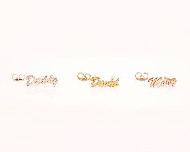 Custom Name Stud Earrings Personalized Earrings Silver Etsy