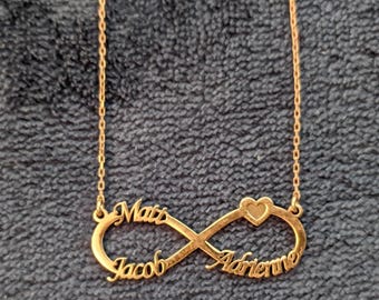 Unendlich Halskette, personalisierte Infinity Halskette, Infinity Halskette mit Herz, Infinity Halskette Gold
