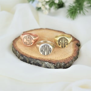 Signet Ring for Men and Women, Gold, Silver and Rose Gold Monogram Jewelry Perfect Gifts for Her and Him image 4