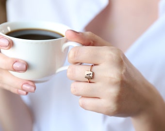 Square Initial Ring • Fidget Ring • Custom Letter Ring • Dainty Signet Promise Ring • Girlfriend Gift