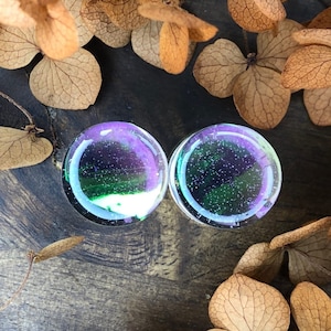 Pair double flared plugs Holographic 8mm-22mm