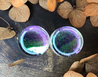 Pair double flared plugs Holographic 8mm-22mm