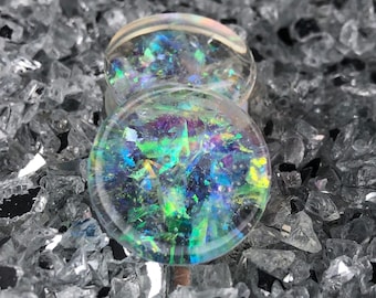 Pair glitter plugs double flared 8-50mm