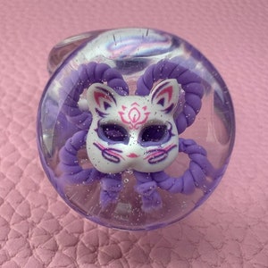 Cat Kitty Mask 14mm-27mm Plugs,Pair, double flared,kitsune,purple,violet.