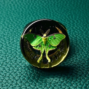 Tappi in resina Lunar Moth, indicatori delle fasi lunari in oro, dipinti a mano