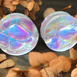 Pair 25mm-50mm Plugs, double flared plugs, Holographic