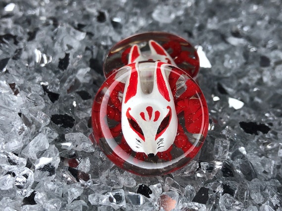 Kitsune Fox Resin Plugs-16mm-50mm Japanese Mythology Ear Gauges