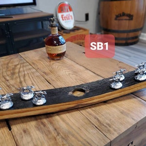 Shortened BUNG Blanton&#39;s bourbon barrel wood stopper cork display, horses bottle whiskey stand blantons