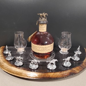 Blanton's bottle stopper display - TRIPLE CROWN half head Style - Made from real bourbon whiskey barrel wood. horse cork glorifier. OPTIONS