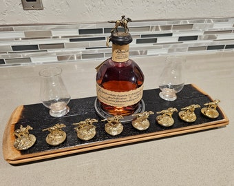 Blanton's bottle stopper display - SHELF MASTER Style - Made from real bourbon whiskey barrel wood. horse cork glorifier - OPTIONS