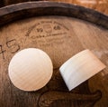Barrel bung plugs - 2in standard poplar wood. NEW. 5deg taper per side, real kentucky whiskey bourbon barrel plugs caps