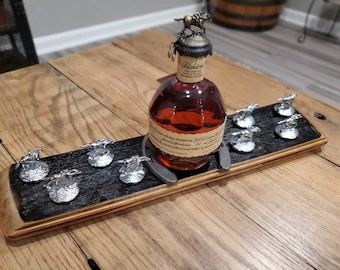 Blanton's bottle stopper display - GRAND HEAD STAVE Style - Made from real bourbon whiskey barrel wood. horse cork glorifier