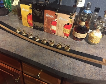 Blanton's bottle stopper display - VERY NARROW STAVE Style - Made from real bourbon whiskey barrel wood. horse cork glorifier