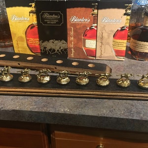 Head Stave Blanton&#39;s Bourbon bottle and stopper dispay REAL barrel wood whiskey cork glorifier horses