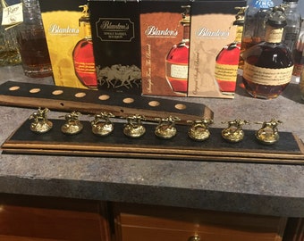 Head Stave Blanton&#39;s Bourbon bottle and stopper dispay REAL barrel wood whiskey cork glorifier horses
