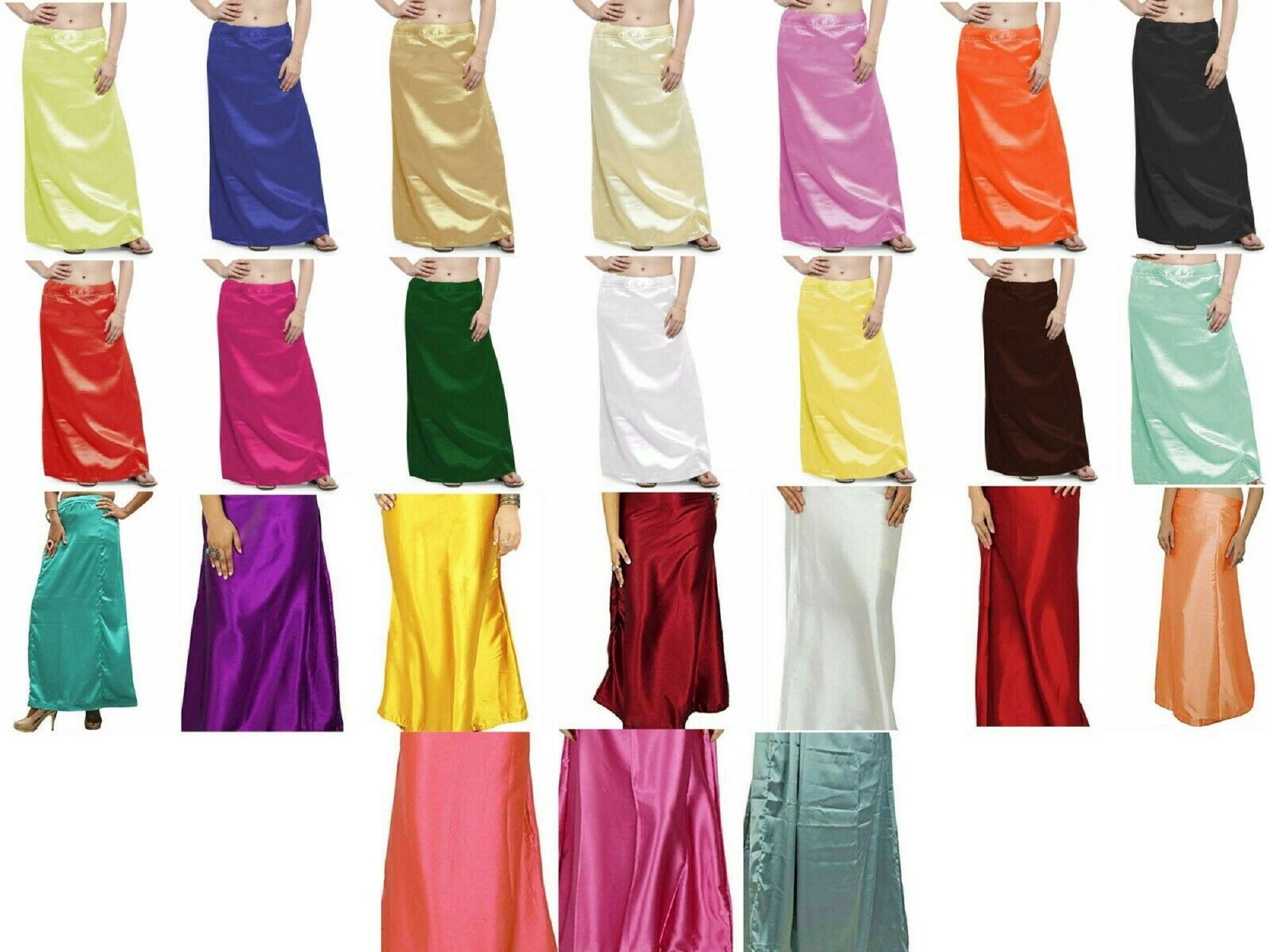 Way2like Women's Satin Petticoat Saree Underskirt Sari Underwear