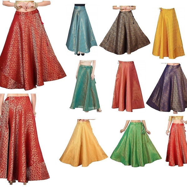 Women's Skirts,  Brocade Wedding Lehenga Skirts, A-Line Maxi, Bollywood Style Skirts, Traditional Ethnic Wear, Belly Dance Skirt, Boho Gypsy