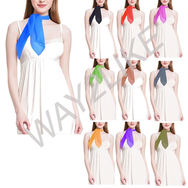 Women Chiffon Tie Scarf Stole Scarves Hijab Hair Wrap Head Neck Wrap Headband Hair Bun Scarf Small Sca Party Wear Hair Accessories For Gift