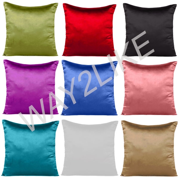 Satin Pillow Covers Throw Cushion Cases Handmade for Sofa Bedroom Car Seat Decorative Solid Square Utopia Bedding