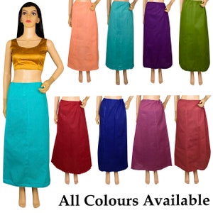 Women Saree Cotton Underskirt Petticoat Adjustable Sari Slip Inskirt Wear,Sari Inner Wear,Skirts, Long Skirts Dress Wrap for Gifts,Lingerie