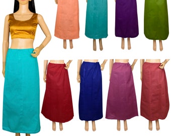 Kobiety Sari Bawełniana halka Halka regulowana Sari Slip Inskirt Wear, Sari Inner Wear, spódnice, długie spódnice sukienka Wrap na prezenty,