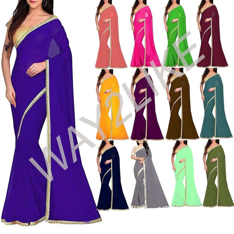 Sari Saree Indian Wedding Designer Women Party Wear Bollywood Fansy Saree Blouse