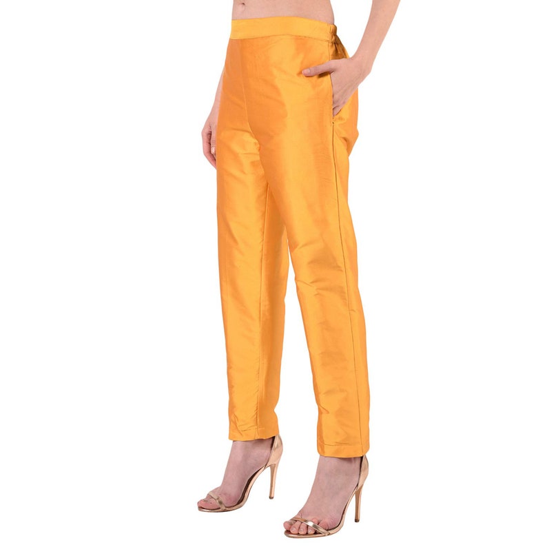 Damen-Pyjama aus Baumwollmischung, indischer ethnischer Designer, untere Hose, lässige, stilvolle Salwar-Hose für schlichte Kurtis und lange Mustard Yellow