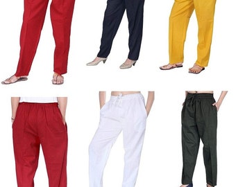 Pantalons Harem pour femmes, pyjamas en coton coupe ample, pantalons raccourcis effilés, taille élastique de pantalon, pantalon Joggers