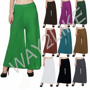 Stretch Rayon Pants for Women, Fold Over Stretch Waistband Pants