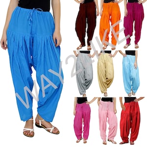 Cotton Salwar Punjabi Patiyala Trouser Comfortable Harem Pants Tunic Gym Yoga Work Out Pajama Pantaloons Belly Dance Salwar