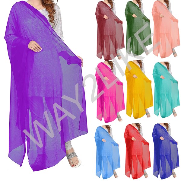 Plain Dupatta Chiffon Hijab Scarf Indian Chunni Shawl Head Neck Wrap Veli Stole Casual Wear Ethnic Dupatta Festival Wear Gifts For Women