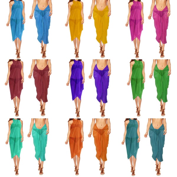 Sarong Long Pareo, Beach Wear Cover-Up, Plain Chiffon Transparent Swimwear, Beautiful Skirt Dress Scarf, Fashion Bridesmaid Gifts For Women