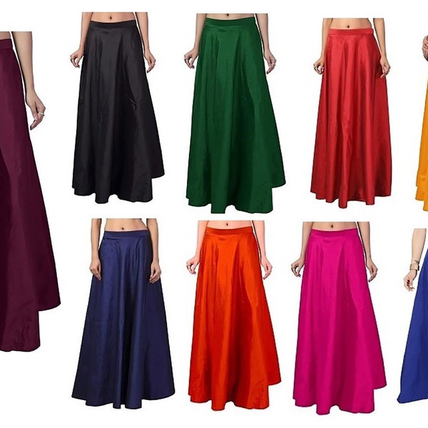 Readymade Tafetta Skirt, Elastic Waist Long Maxi, Flared Lehenga Skirts, Bollywood Skirt, Belly belly Dancing Skirt, A-Line Skirt For Women