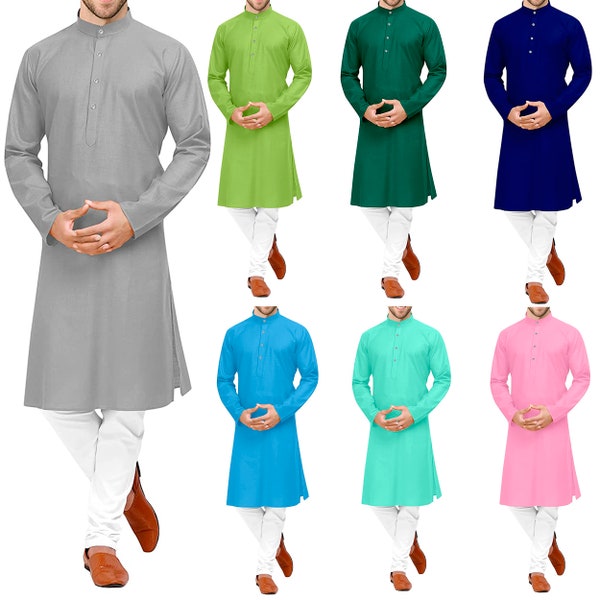 Pyjama Kurta pour homme Tunique à manches longues Chemise de mariage Robe de soirée traditionnelle en coton confortable Kurta Pyjama Mariage