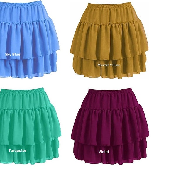 Kurze Damenröcke, ausgestellter schöner Rock, vielseitige, plissierte Mini-Skater-elastische Röcke, sommerlicher gestufter Minirock, elegant
